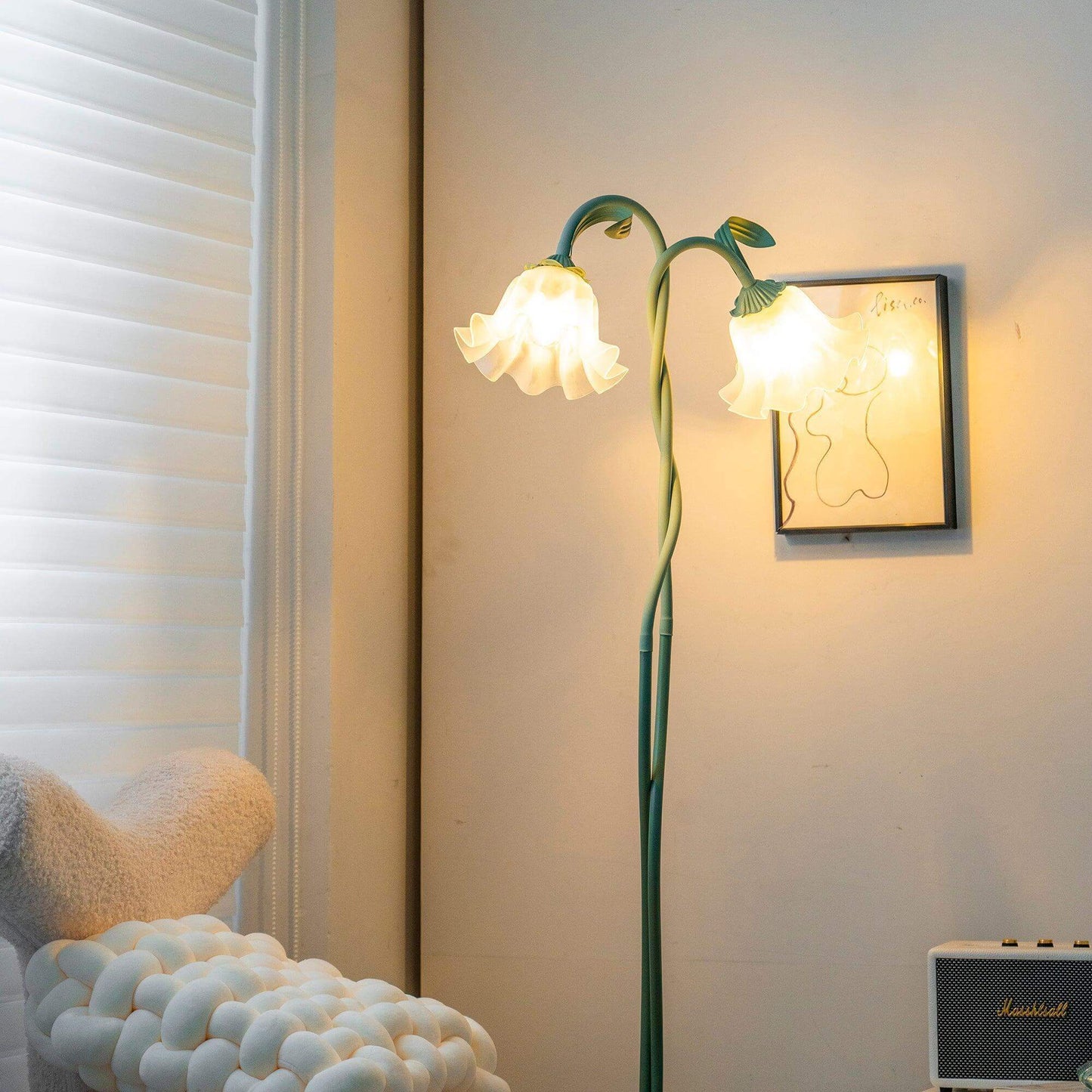 Green Flowers Floor Lamp