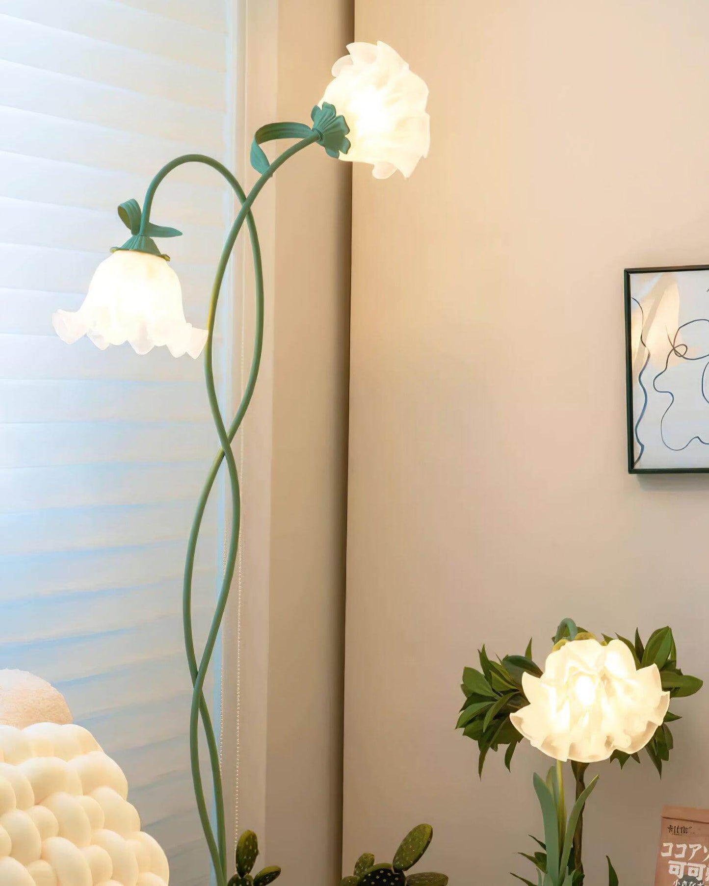 Green Flowers Floor Lamp