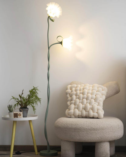 Green Flowers Floor Lamp