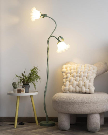 Green Flowers Floor Lamp