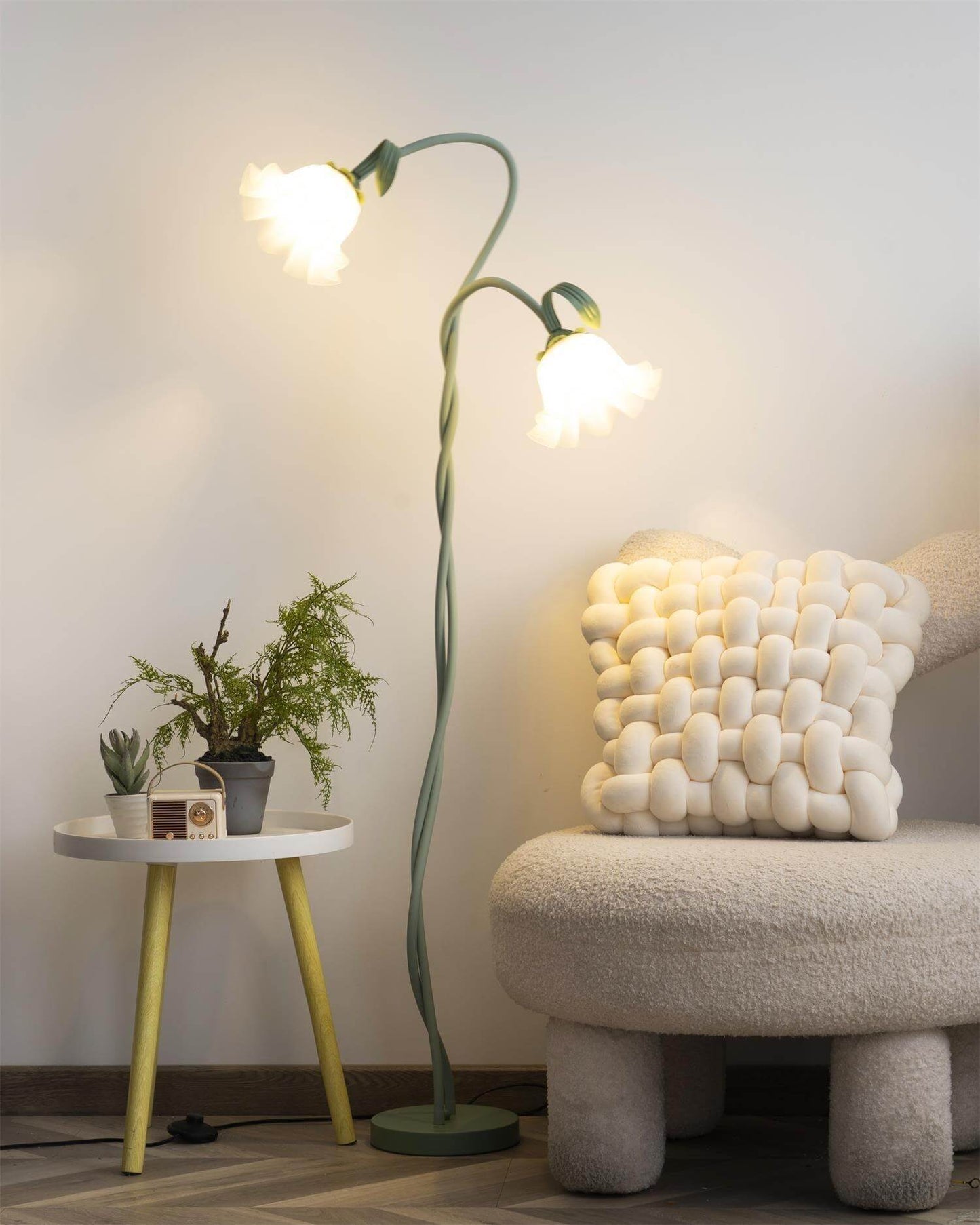 Green Flowers Floor Lamp
