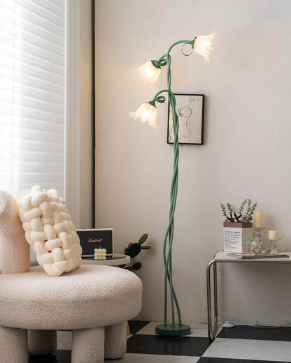 Green Flowers Floor Lamp