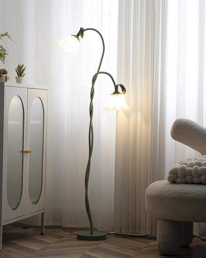 Green Flowers Floor Lamp