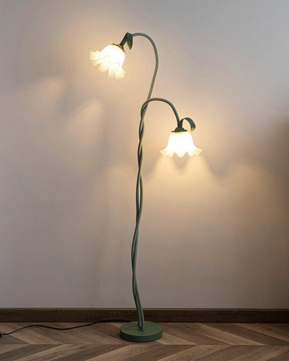 Green Flowers Floor Lamp