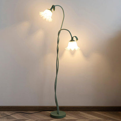 Green Flowers Floor Lamp