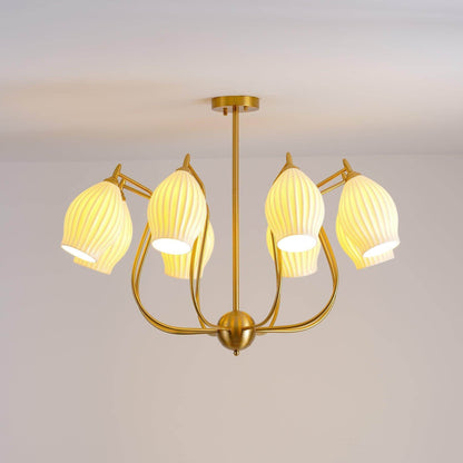 Ceramic Ribbed Chandelier