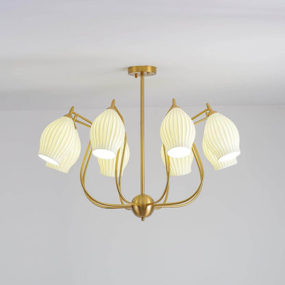Ceramic Ribbed Chandelier