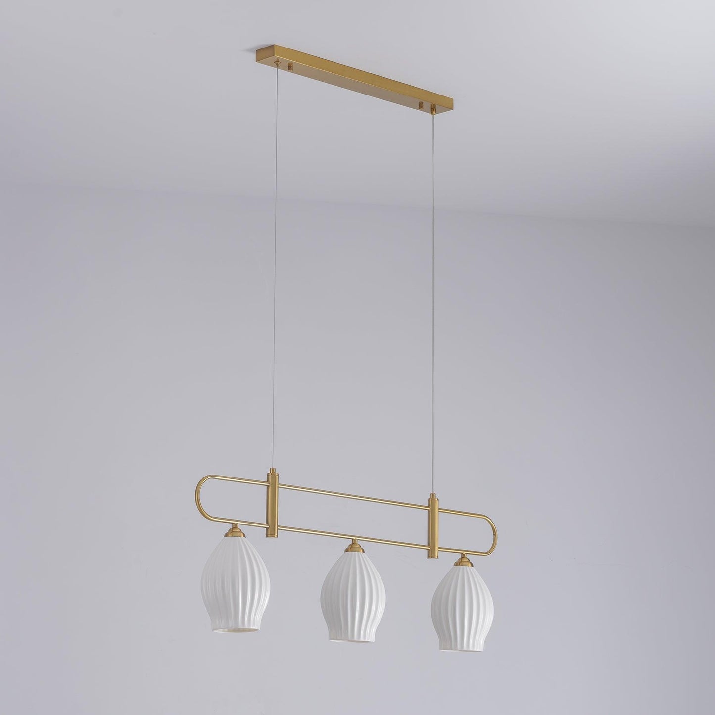 Ceramic Ribbed Linear Pendant Light