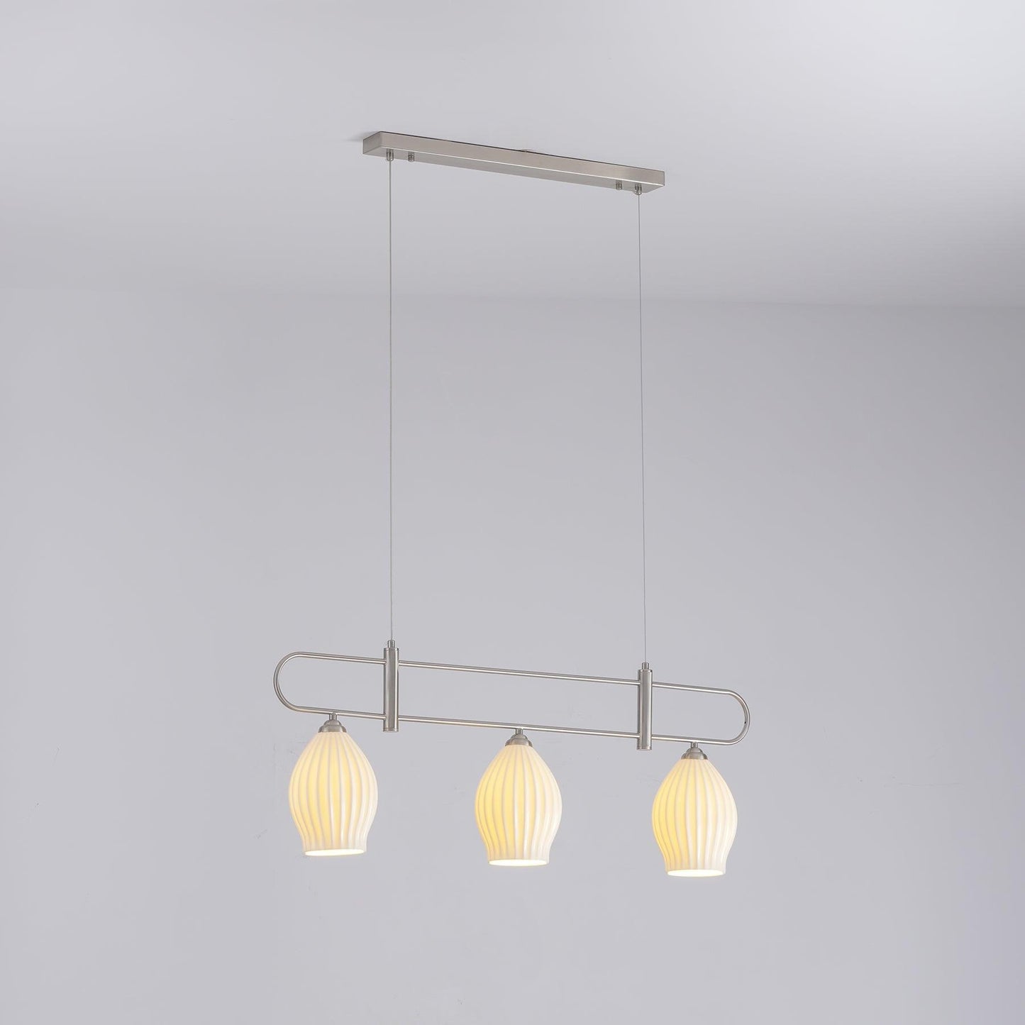 Ceramic Ribbed Linear Pendant Light