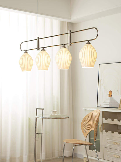 Ceramic Ribbed Linear Pendant Light