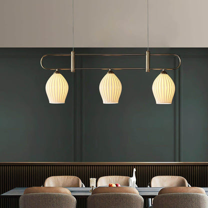 Ceramic Ribbed Linear Pendant Light