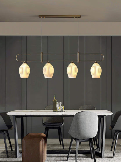 Ceramic Ribbed Linear Pendant Light