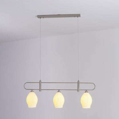 Ceramic Ribbed Linear Pendant Light