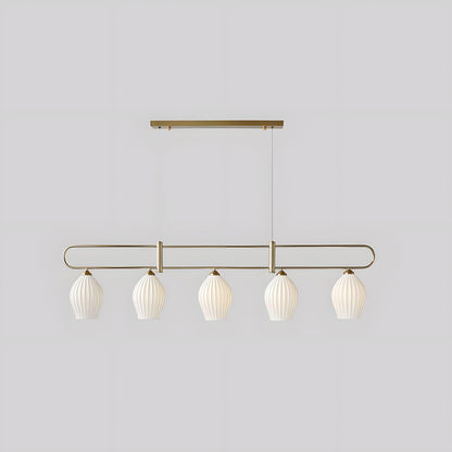 Ceramic Ribbed Linear Pendant Light