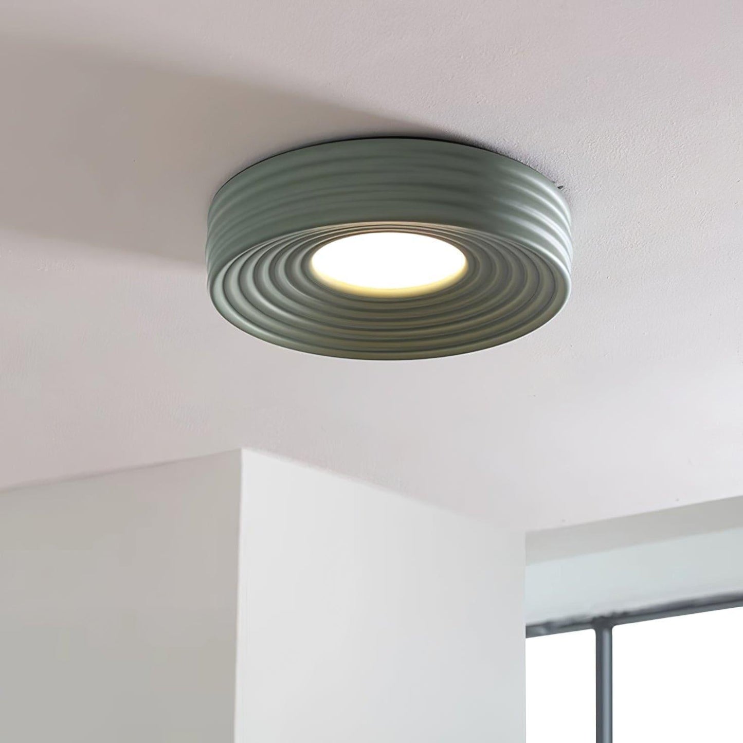 Cream Ribbed Ceiling Light