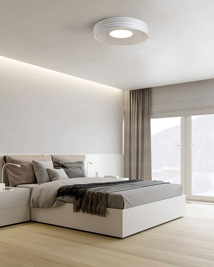 Cream Ribbed Ceiling Light
