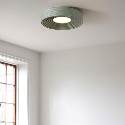 Cream Ribbed Ceiling Light