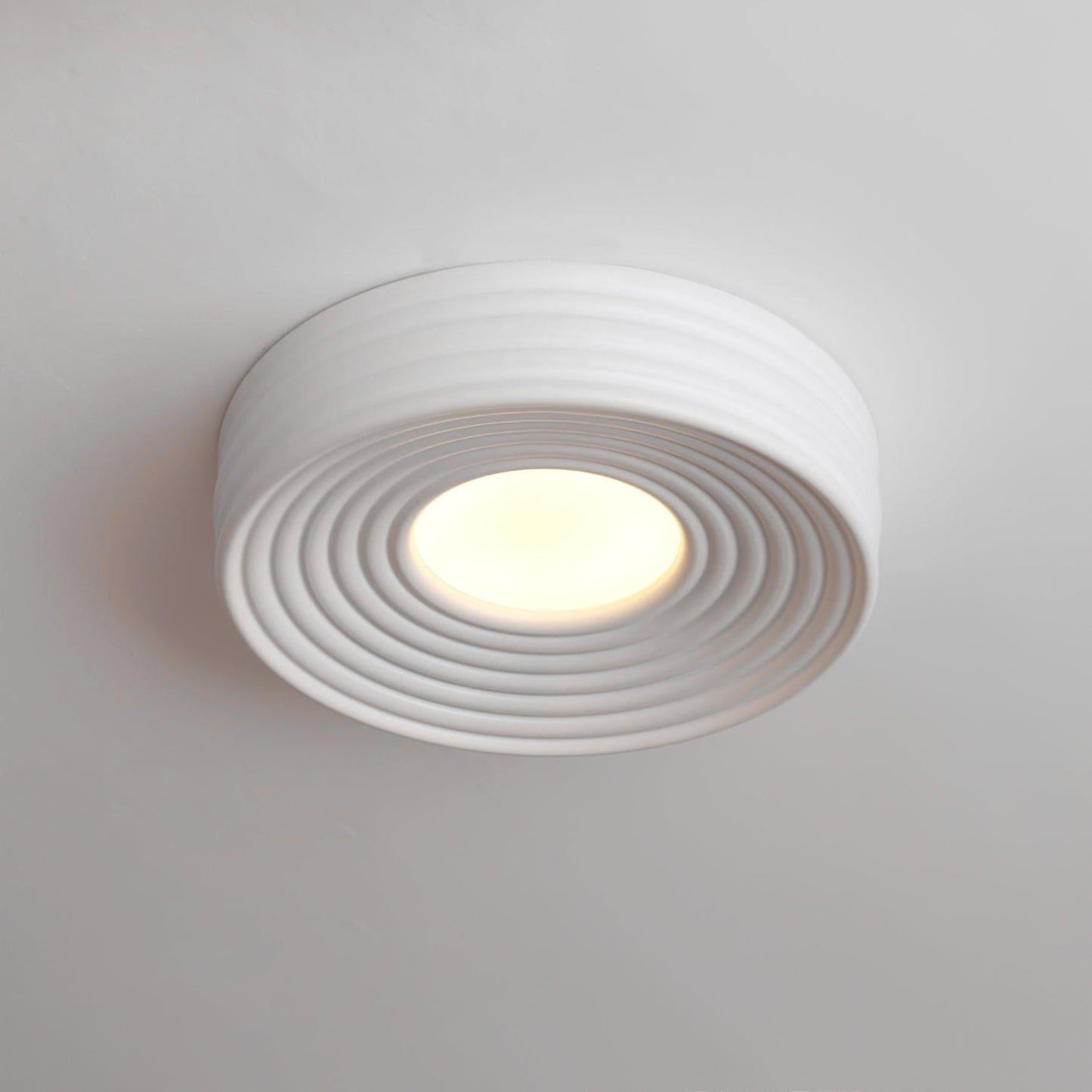 Cream Ribbed Ceiling Light