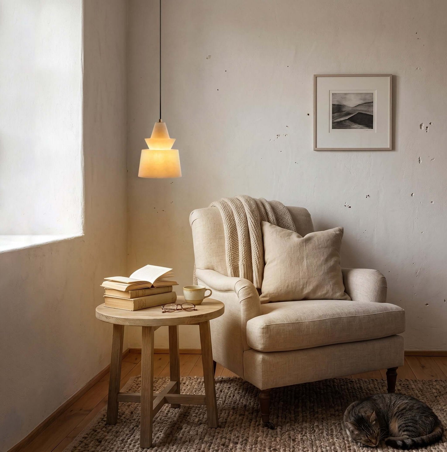 Flo  S  Alabaster Pendant Light