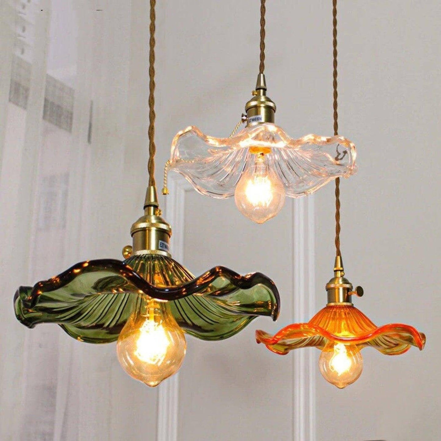 Glass Hibiscus Flower Pendant Light