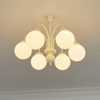 Glass Sphere Cream Chandelier