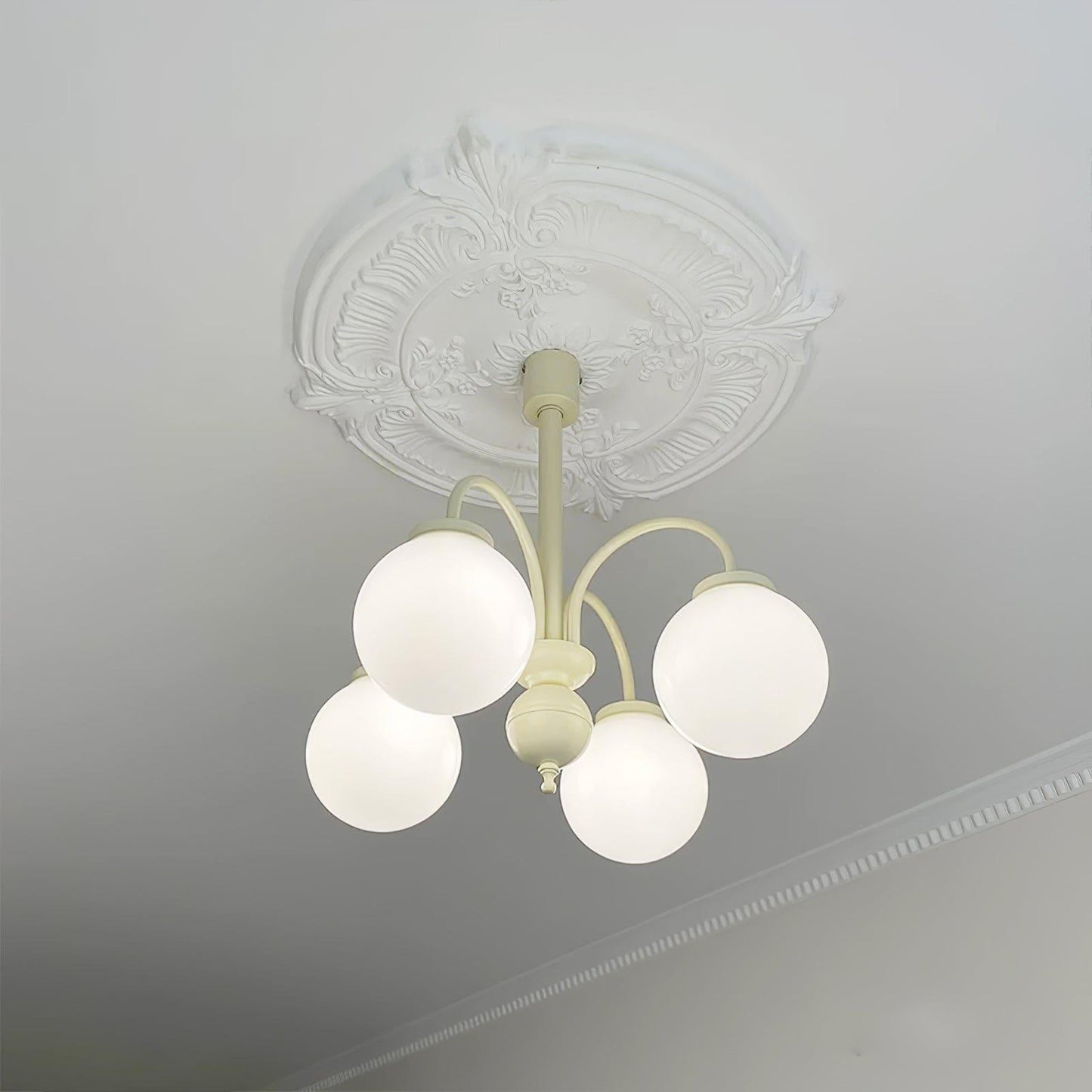 Glass Sphere Cream Chandelier