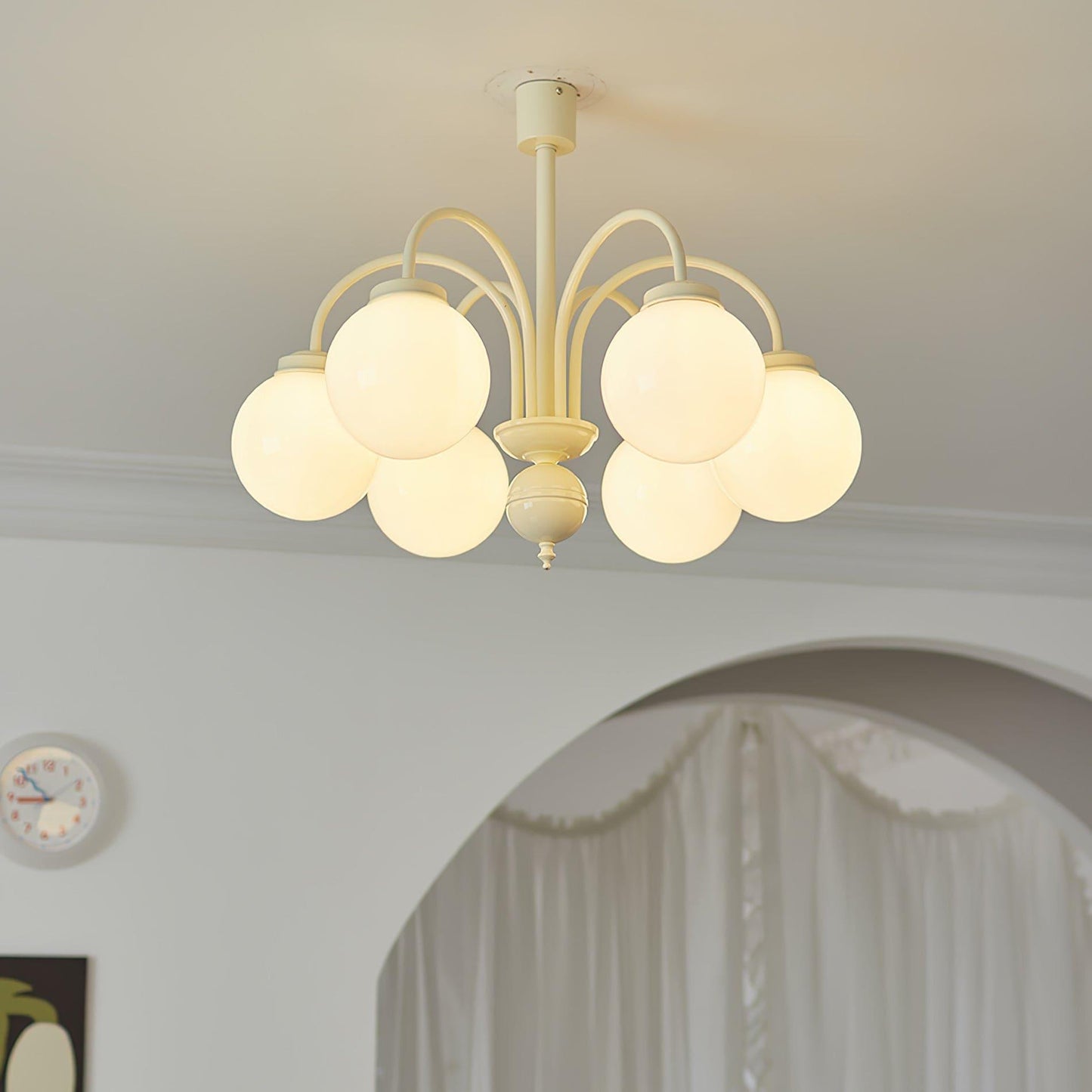 Glass Sphere Cream Chandelier