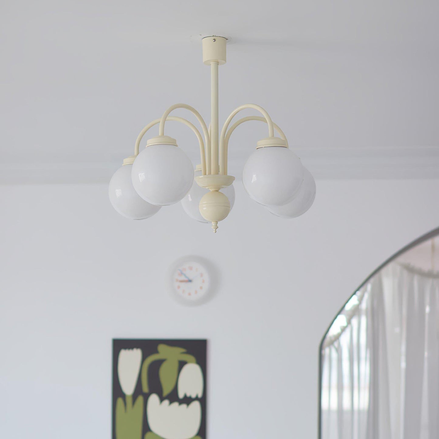 Glass Sphere Cream Chandelier