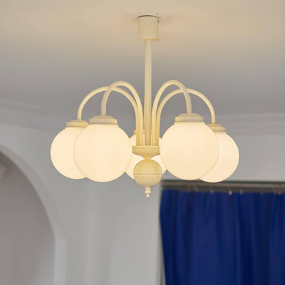 Glass Sphere Cream Chandelier