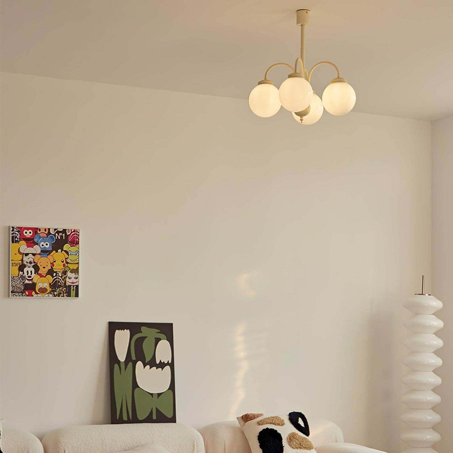 Glass Sphere Cream Chandelier