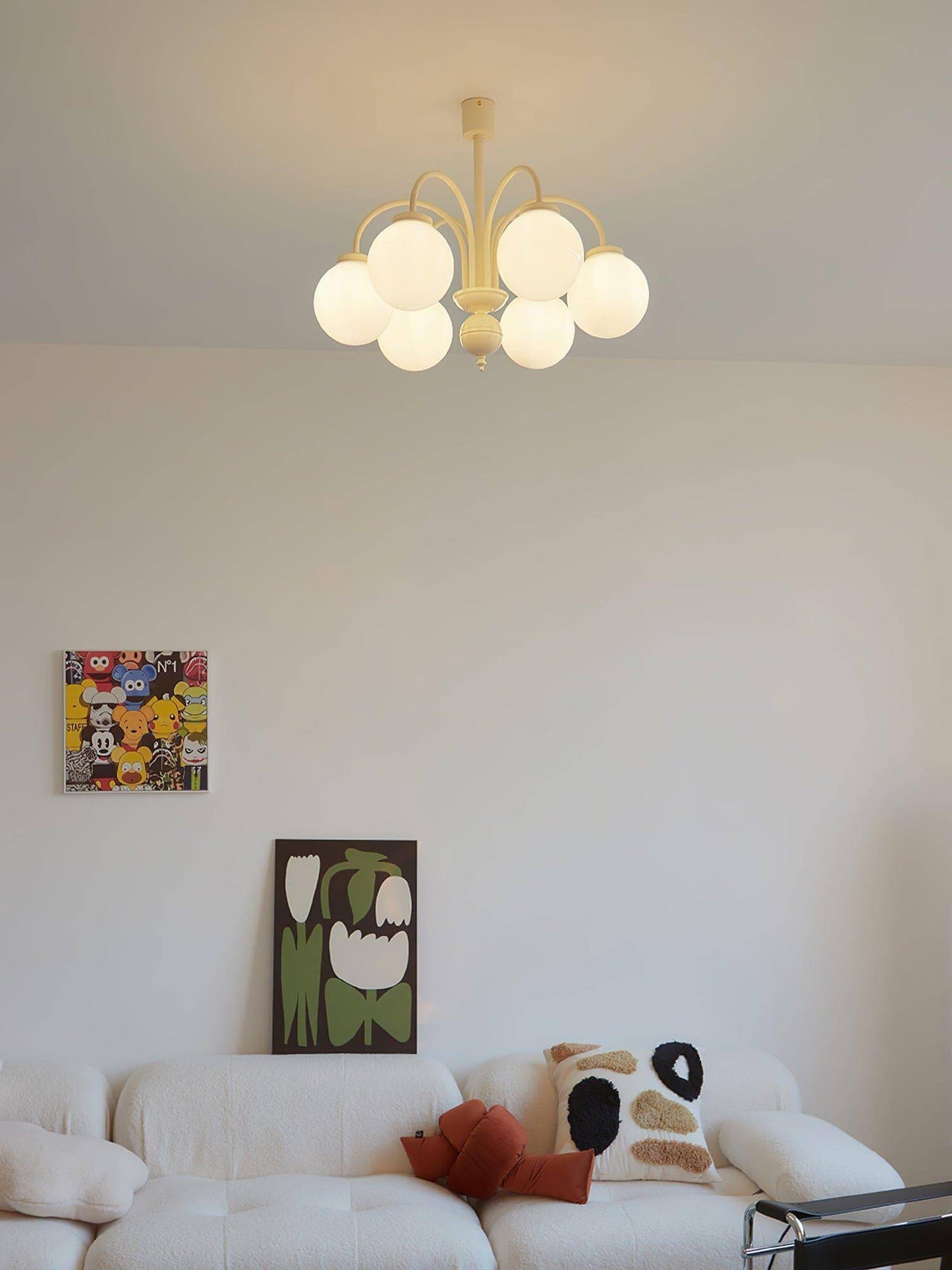 Glass Sphere Cream Chandelier