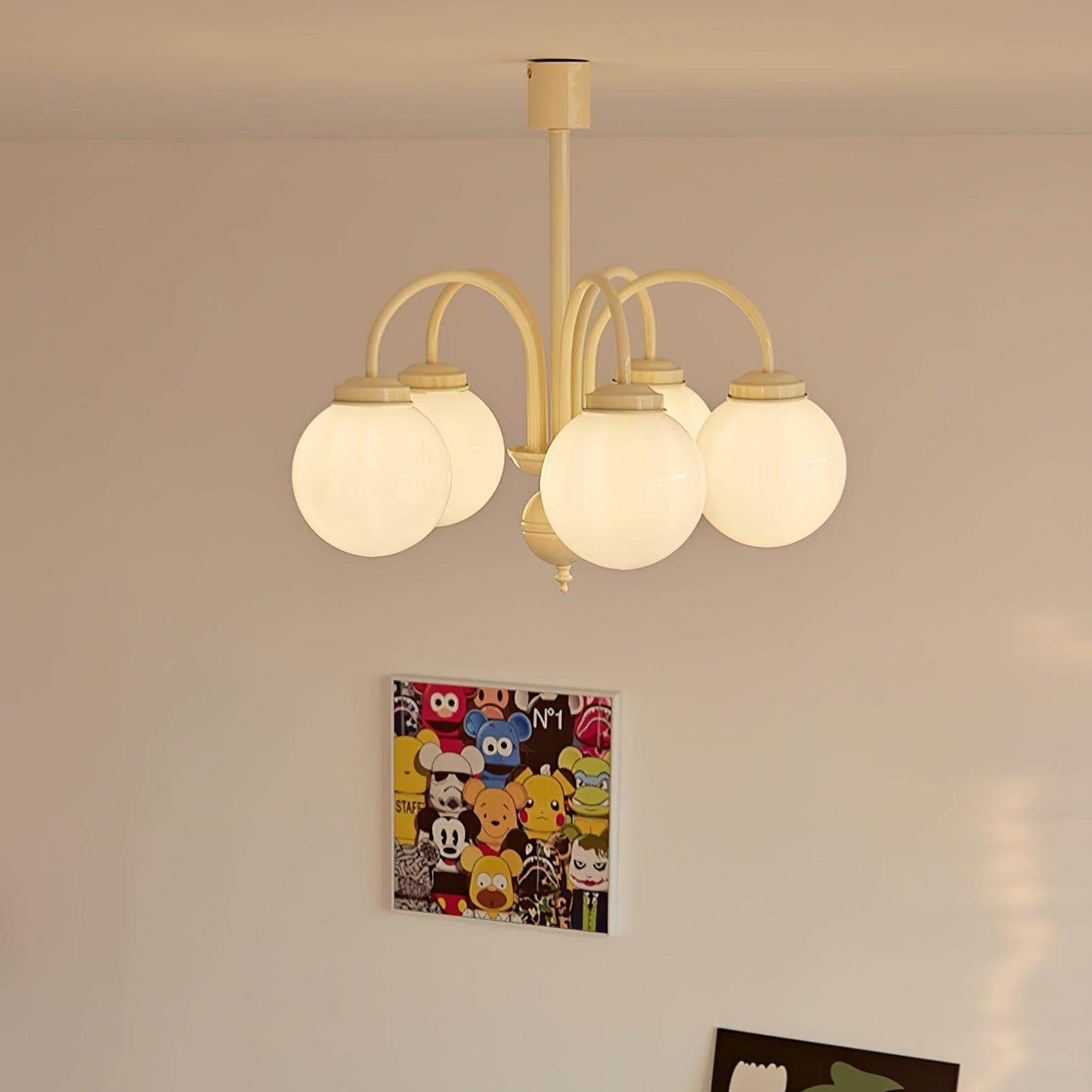 Glass Sphere Cream Chandelier