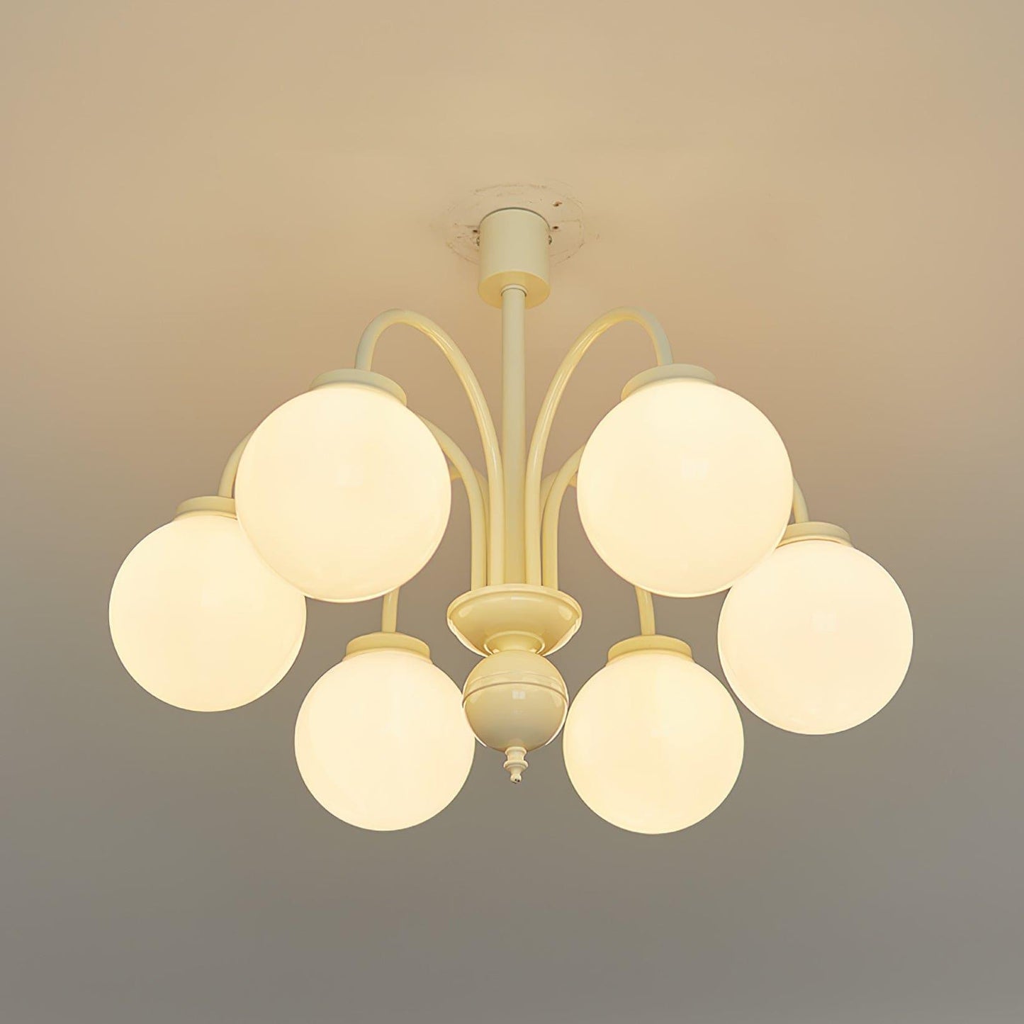Glass Sphere Cream Chandelier