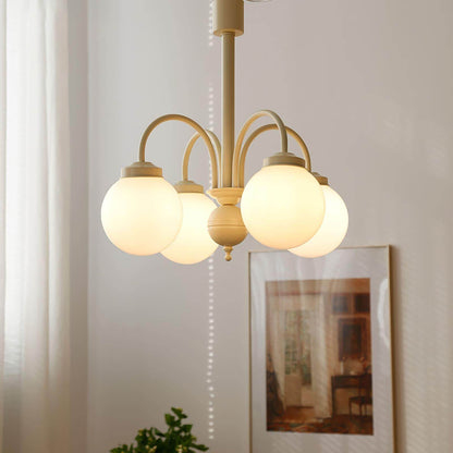 Glass Sphere Cream Chandelier