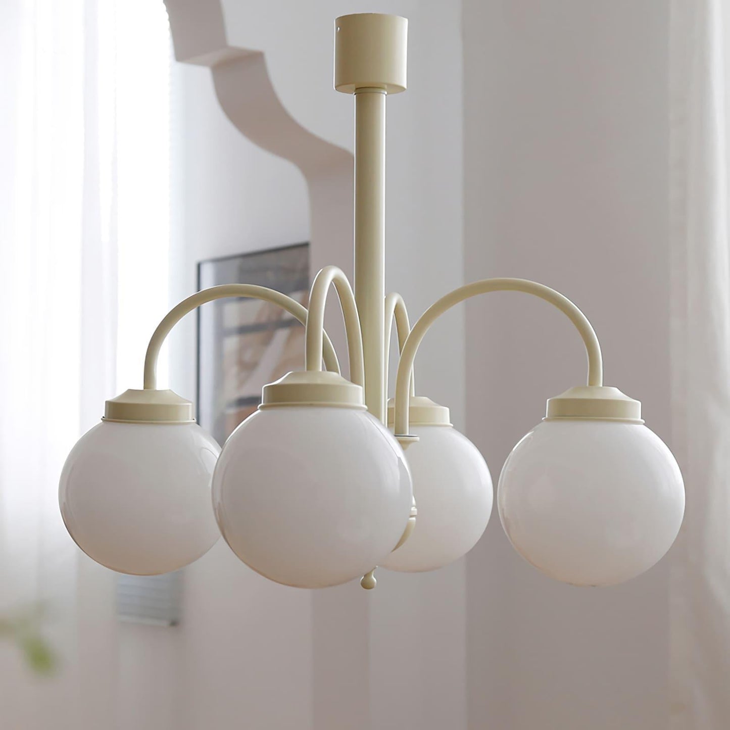 Glass Sphere Cream Chandelier