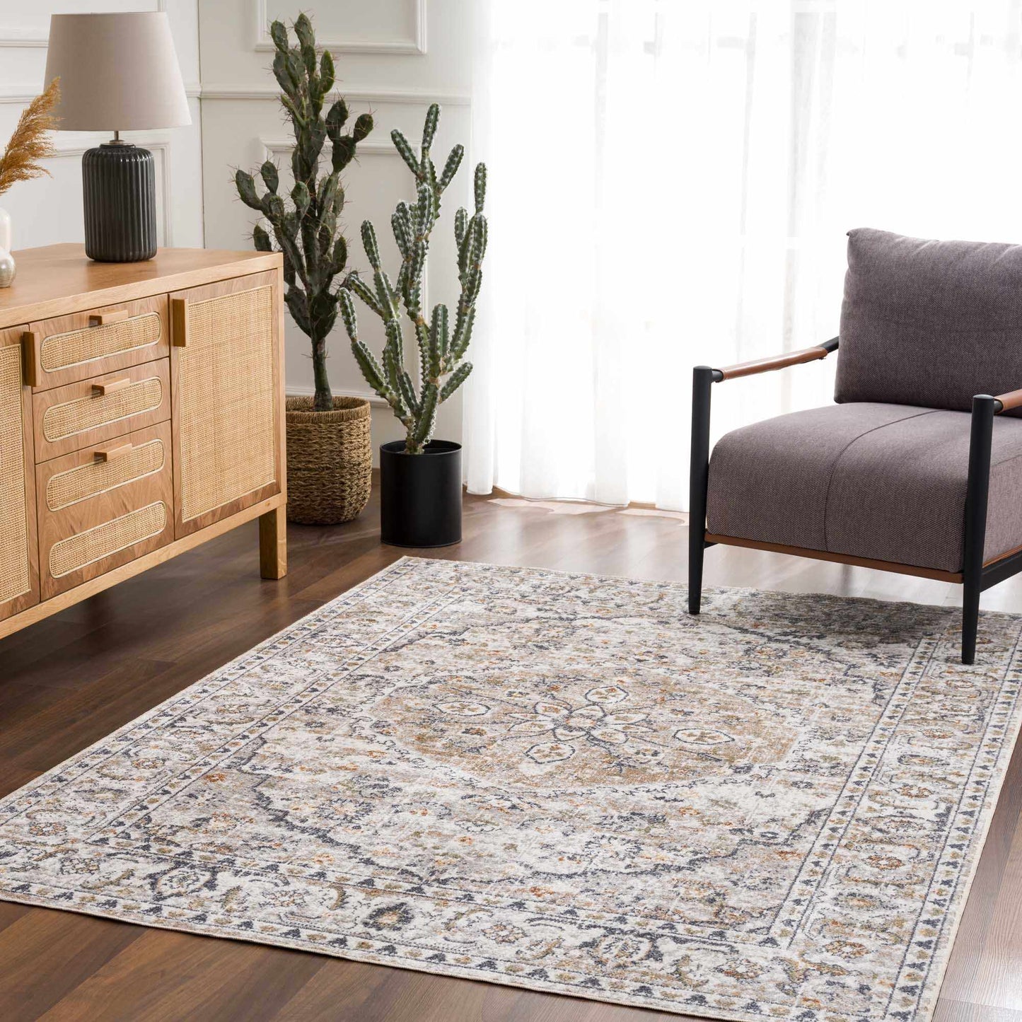 Hiti Cream Flat Pile Washable Rug