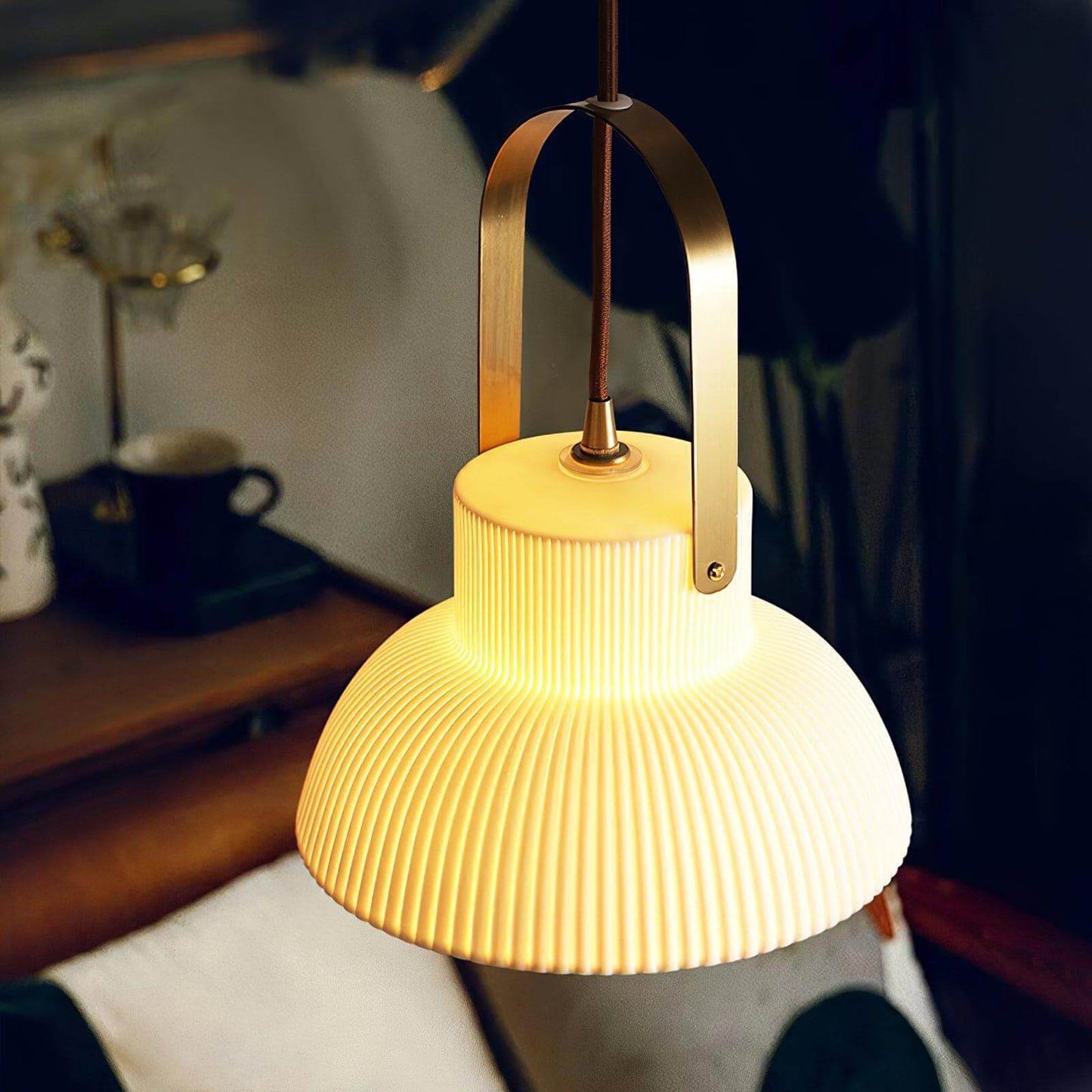 Ribbed Ceramic Pendant Lamp
