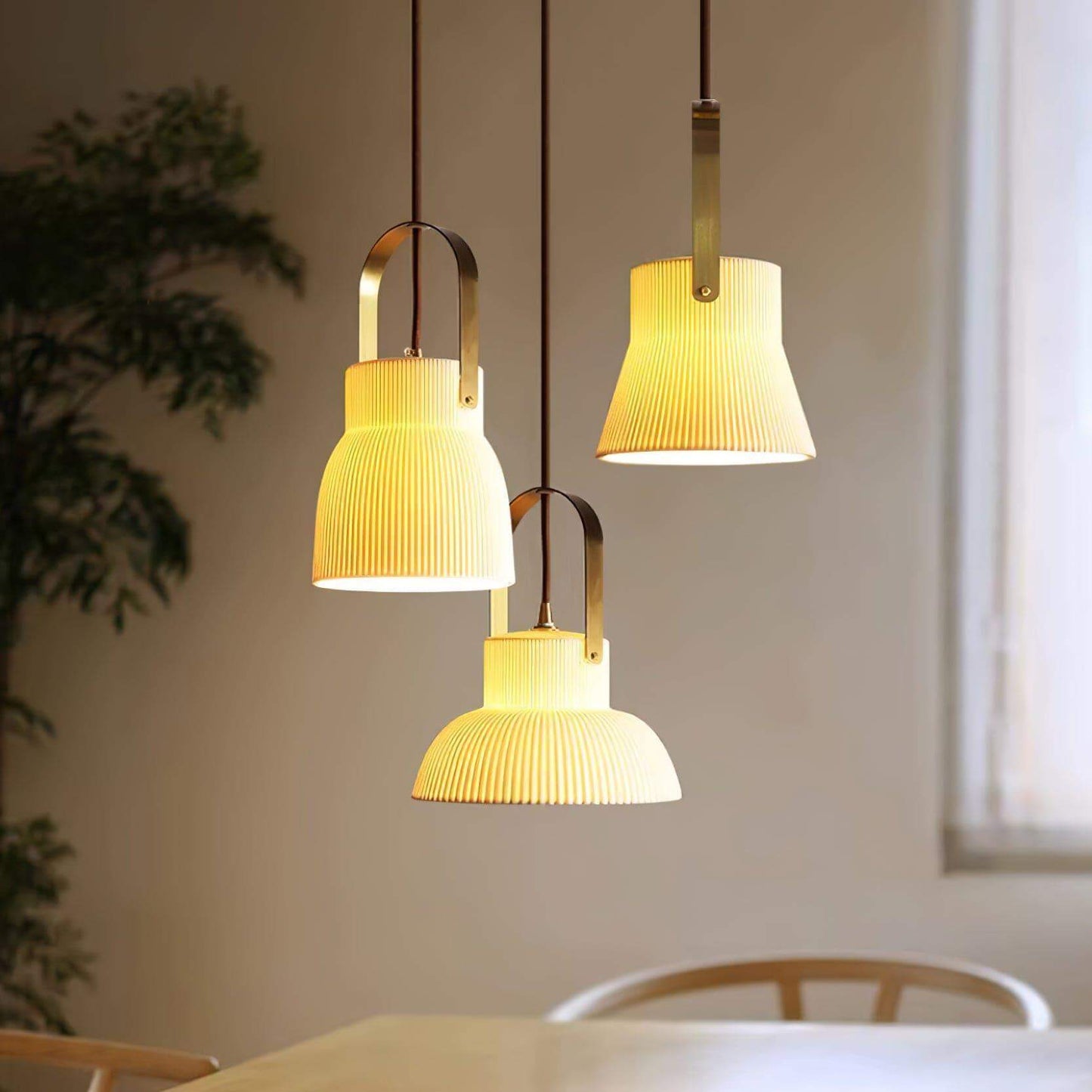 Ribbed Ceramic Pendant Lamp