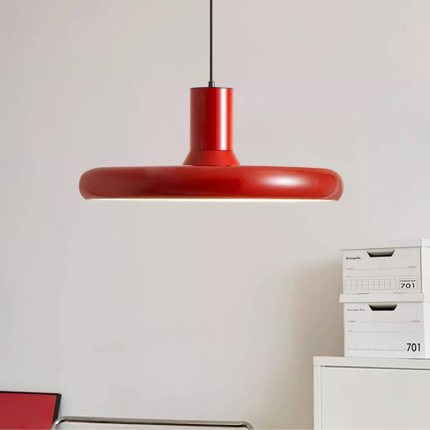 Red Frisbee Pendant Lamp