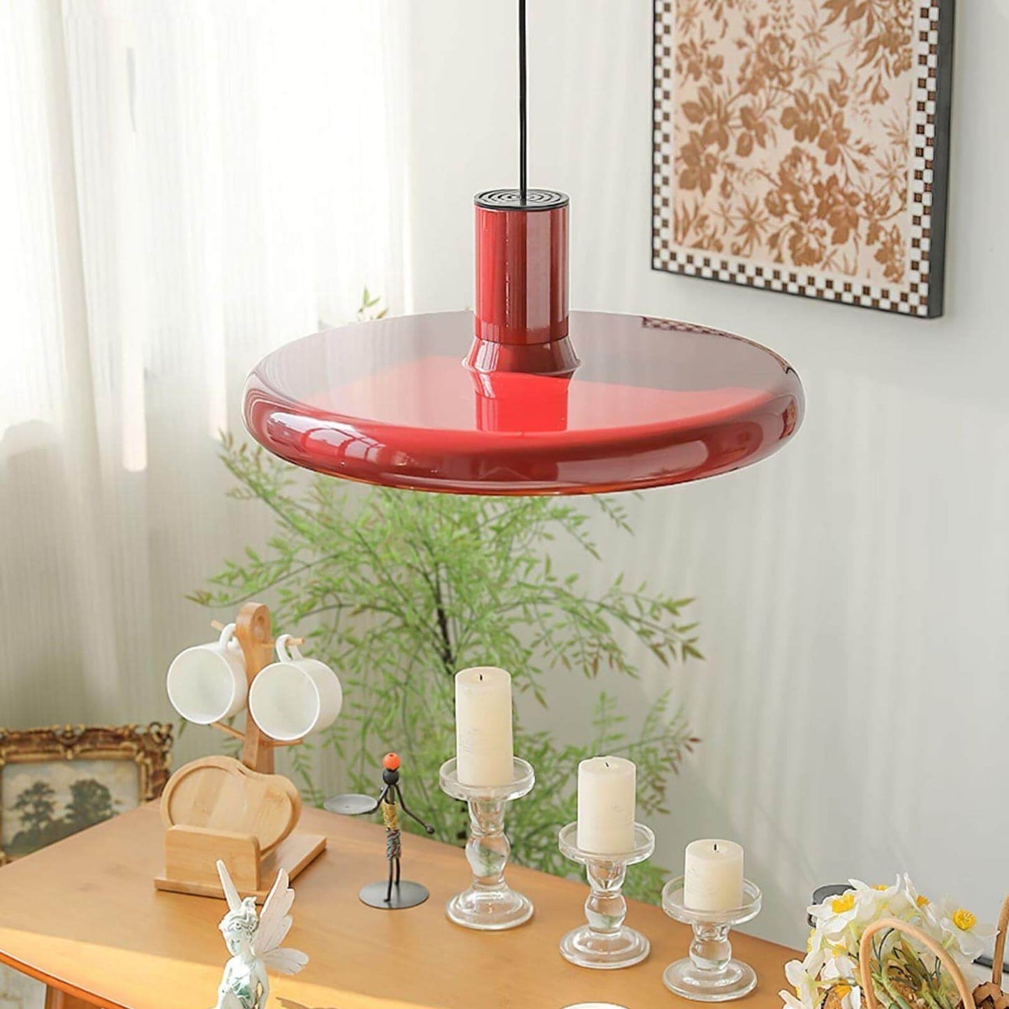 Red Frisbee Pendant Lamp