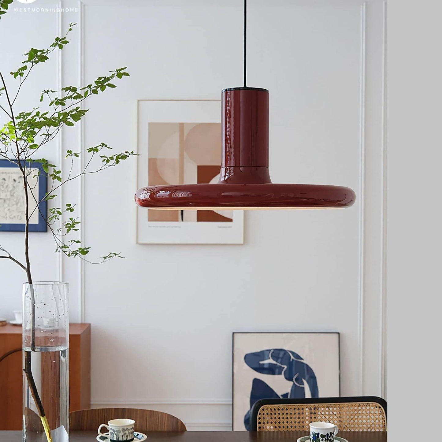 Red Frisbee Pendant Lamp