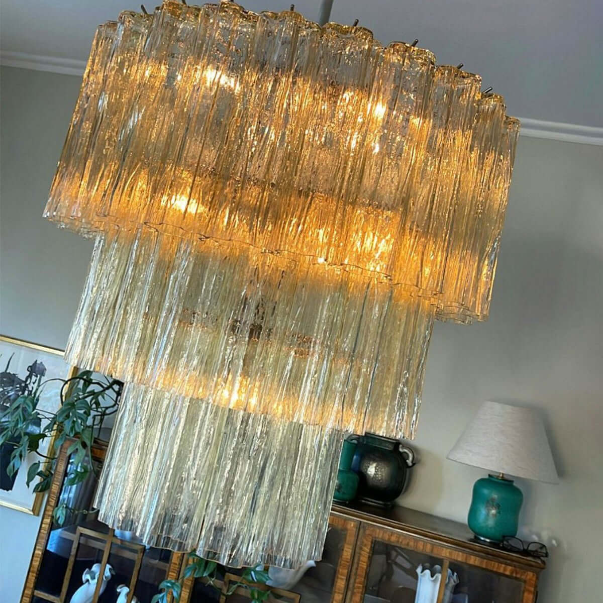 Murano Tubes Chandelier 25"