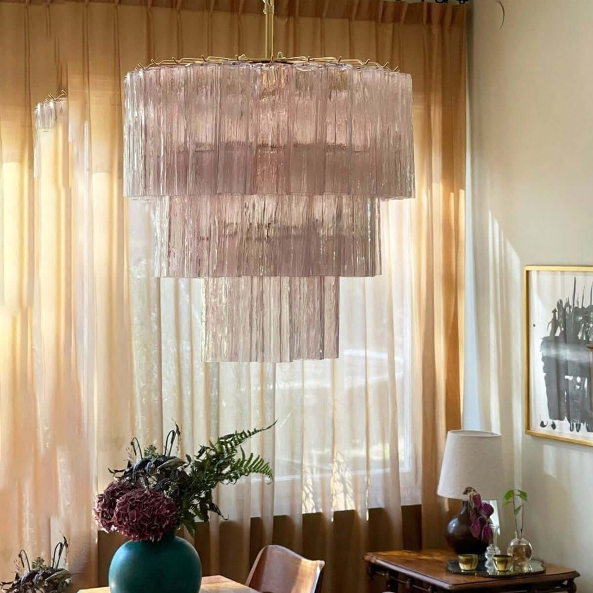 Murano Tubes Chandelier 25"