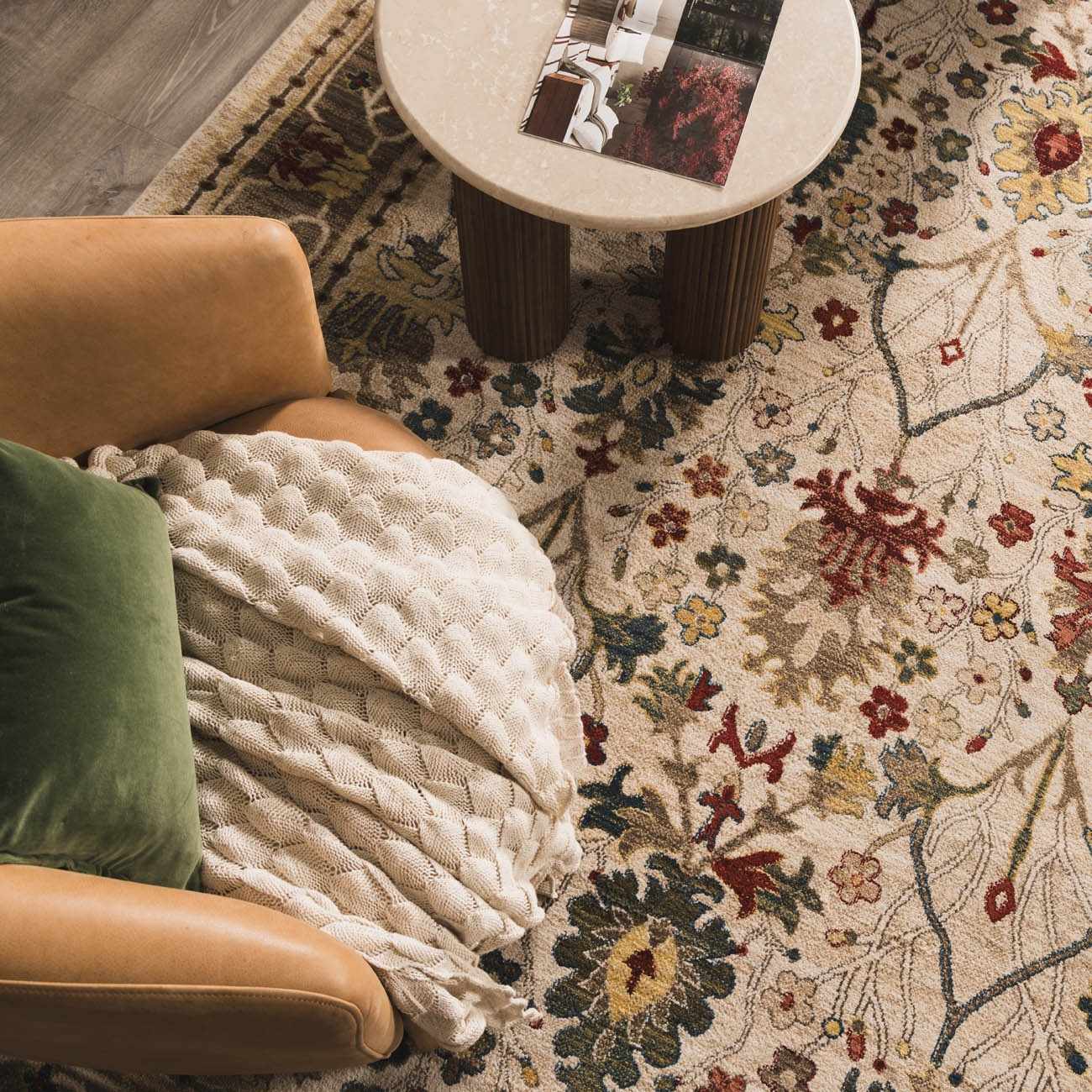 Neola White/Brown Oushak Rug