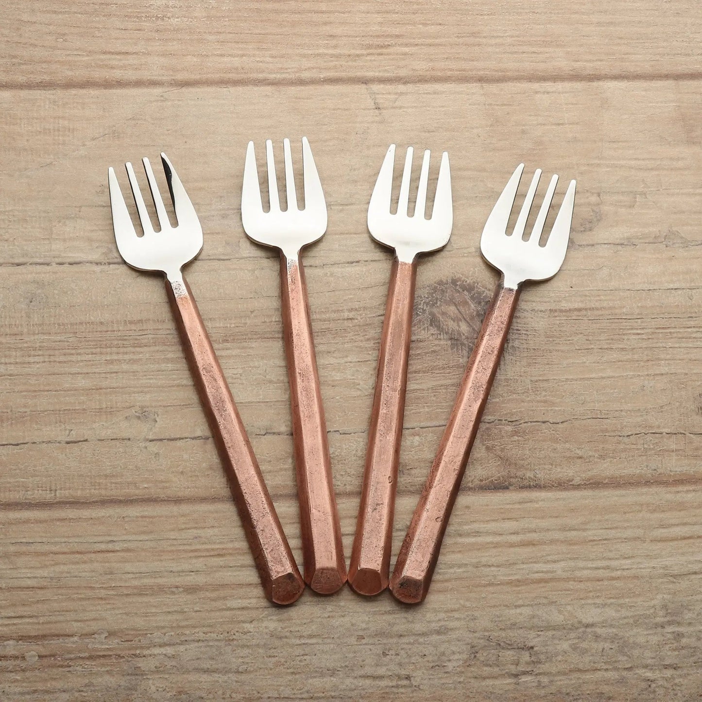 PLATEAU COPPER PASTRY/DESERT FORKS 4 PC. SET
