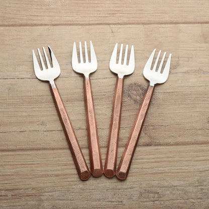 PLATEAU COPPER PASTRY/DESERT FORKS 4 PC. SET