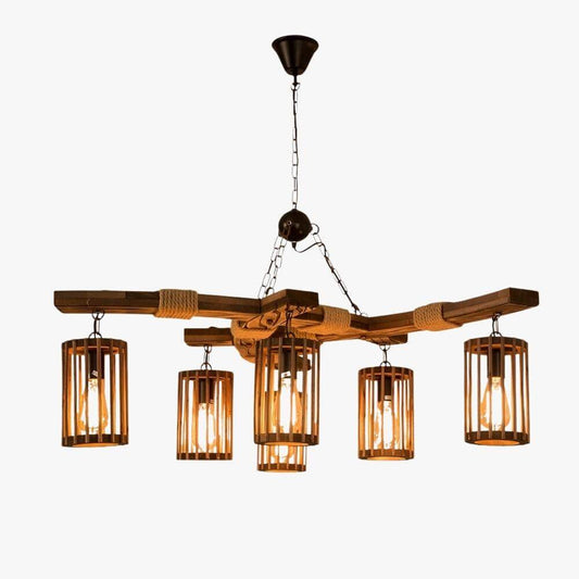 Retro Solid Wood Chandelier