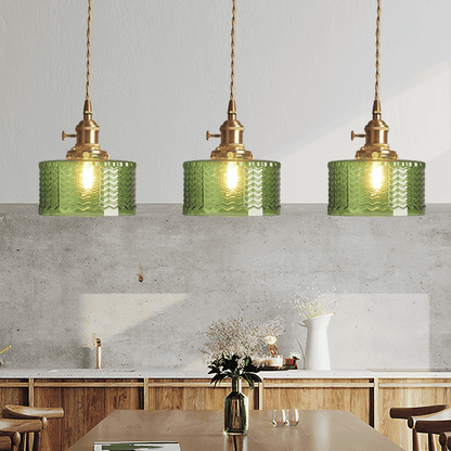 Retro Cylinder Glass Pendant Light