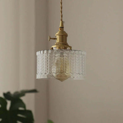Retro Cylinder Glass Pendant Light