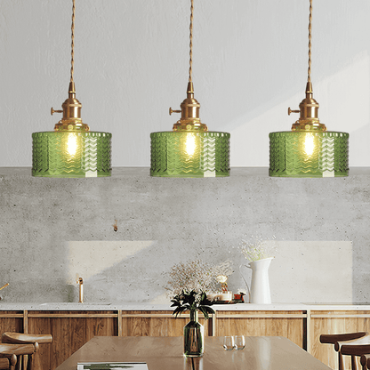 Retro Cylinder Glass Pendant Light